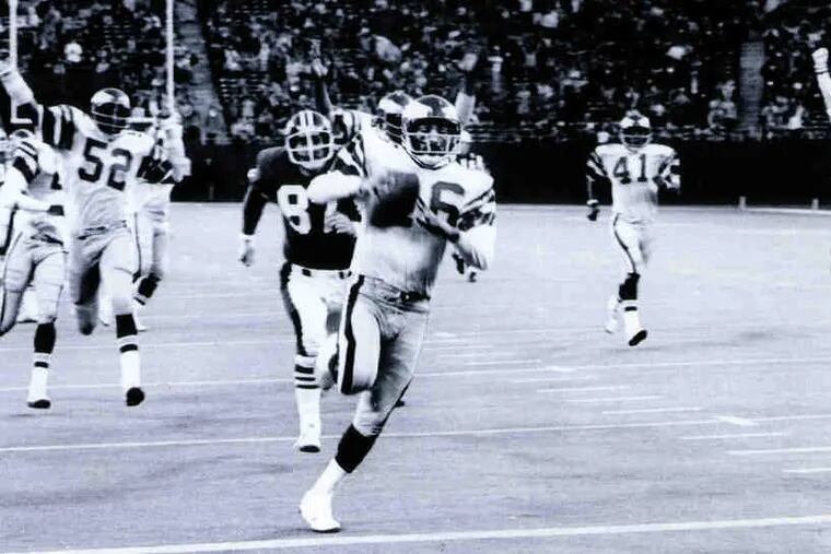 Herman Edwards returns a fumble 26 yards for the winning TD against the Giants on Nov. 19, 1978.