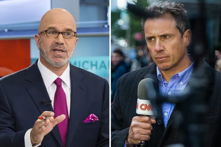 Doylestown native Michael Smerconish, left, will fill in on CNN this week at 9 p.m. after the network fired host Chris Cuomo.
