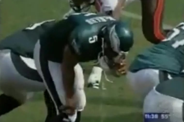 Can puking be "subtle"? It wasn't when McNabb threw up during a 2006 game against Tampa Bay (above). Cornerback Lito Sheppard said he saw McNabb puke in the 2005 Super Bowl but it was "subtle."