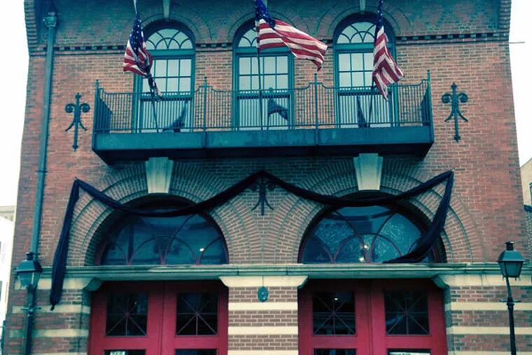 The Fireman's Hall Museum, with bunting to mourn the death of Joyce
Craig-Lewis, the city's first female firefighter killed on the job. Helen
Ubinas / DAILY NEWS STAFF