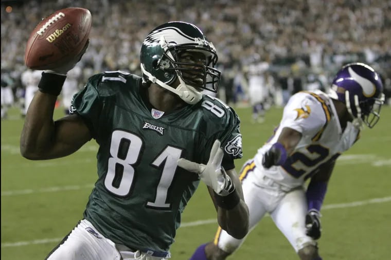 Terrell Owens, here smiling after catching a TD pass in 2004, will celebrate his Hall of Fame induction his way.<br/>
.