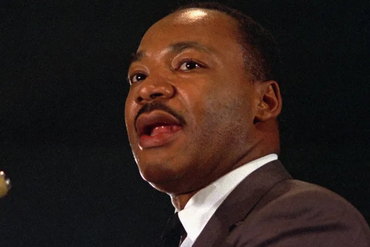 The Rev. Dr. Martin Luther King Jr. speaks April 15,1967 at a peace rally in New York City.