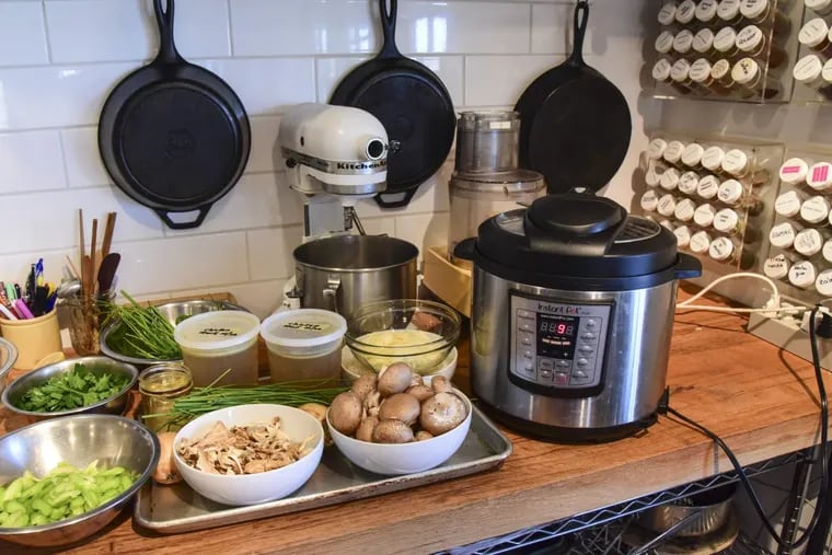 The Farm Cooking School in Titusville, NJ, is a proponent of steaming foods in new-fangled pressure-cooker machines like the Instant Pot (right).