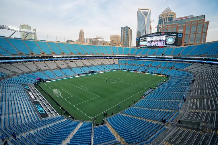Bank of America Stadium on a nicer day than it will be on Saturday, when the Union play Charlotte FC in the midst of Hurricane Ian's remnants.