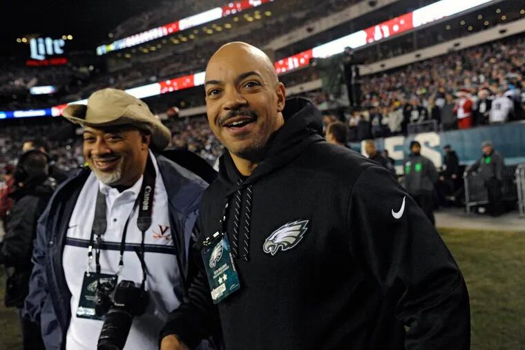 District Attorney Seth Williams along the sidelines at the Redskins-Eagles game at Lincoln Financial Field on Dec. 26, 2015.