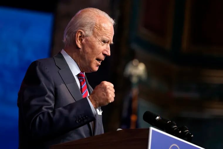 President-elect Joe Biden speaks about jobs at The Queen theater in Wilmington, Del.