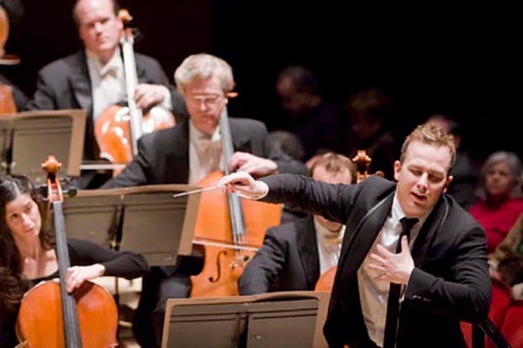 Yannick Nezet-Seguin in his debut performance with the Philadelphia Orchestra in 2008. (Jessica Griffin / Staff Photographer)