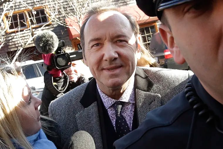 Actor Kevin Spacey arrives at district court on Monday, Jan. 7, 2019, in Nantucket, Mass., to be arraigned on a charge of indecent assault and battery.