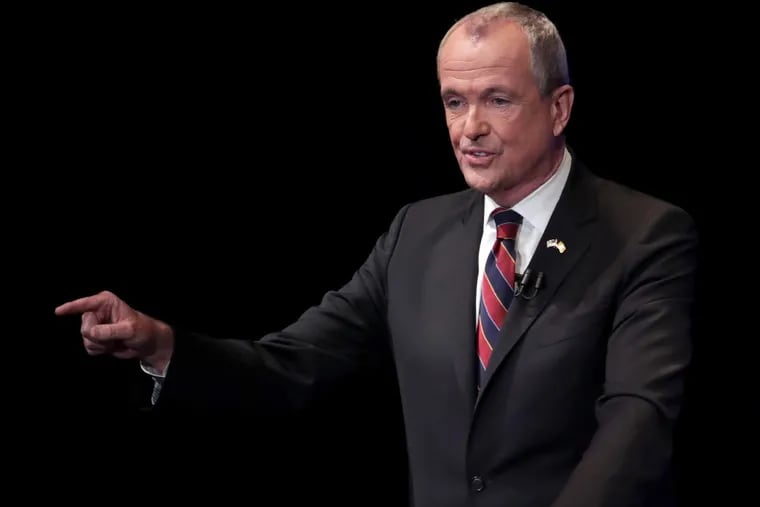Democratic nominee Phil Murphy taking questions during a gubernatorial debate in Newark.